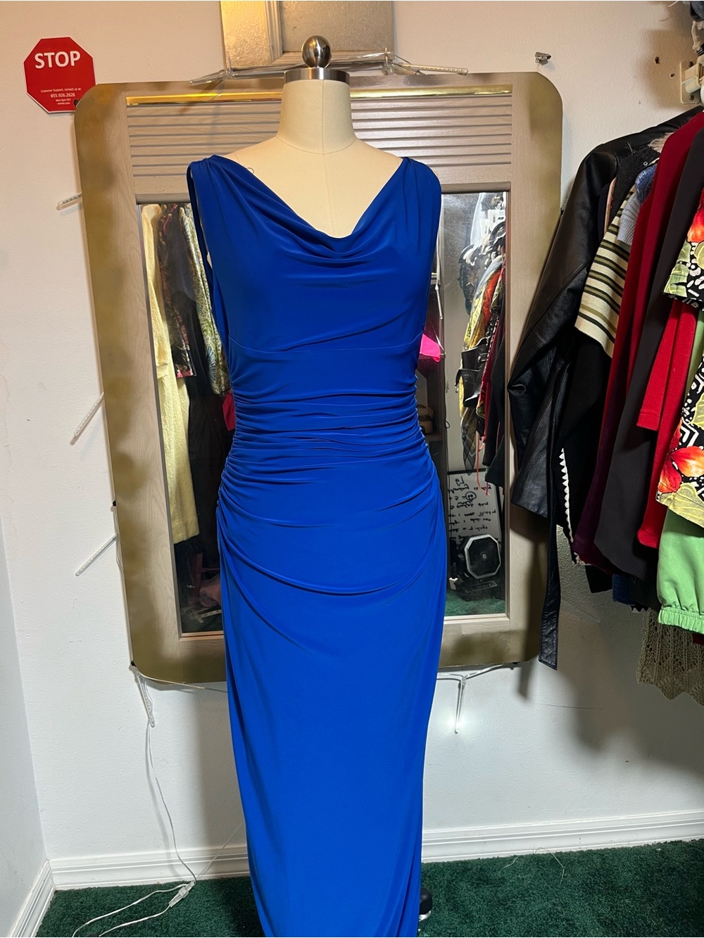 Lauren Ralph Lauren Cannes Gown Royal Blue Ruched Evening Dress